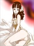  1girl anus ass bed black_hair chi-chi_(dragon_ball) chichi dragon_ball hime_cut no_panties presenting pussy pussy_juice 