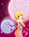  blonde_hair blush fang flandre_scarlet flat_chest highres nude red_eyes short_hair solo tengeiji touhou wings 