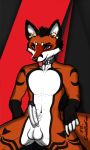  2019 anthro balls brown_eyes canid canine clothing digital_media_(artwork) erection erickredfox fox fur hi_res humanoid_penis male mammal nude open_mouth penis red_fur redrick simple_background smile solo underwear 