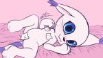  3_toes bed bedding blue_eyes blush censored convenient_censorship cute_fangs digimon digimon_(species) eyelashes female gatomon haiiromon looking_at_viewer on_bed one_ear_up purple_stripes solo spread_legs spreading sticky_note stripes teasing thin_tail toes whiskers 