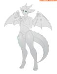  anthro clothed clothing dragon hair horn kitsunewaffles-chan looking_at_viewer male monochrome smile solo standing underwear wings 