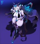  anthro antlers big_breasts breasts cervid clothed clothing curvaceous desubox female hair hi_res horn legwear loincloth mammal nipple_outline nosivi solo staff standing thick_thighs thigh_highs wide_hips 