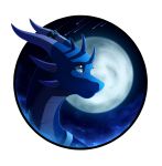  2016 blue_eyes dragon feral horn moon night skaydie sky spines star starry_sky 