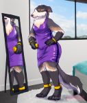  2019 anthro canid canine clothed clothing dress female inside mammal mirror nakoo reflection slightly_chubby solo 