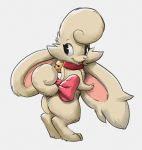  anthro big_ears collar female fur lagomorph leporid looking_back mammal nude onigrift_(character) rabbit ribbons simple_background smile solo standing white_background zaush 