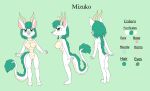  2019 5_fingers anthro asian_mythology big_breasts breasts casual_nudity curvy_figure digital_media_(artwork) dragon east_asian_mythology eastern_dragon english_text fan_character female fingers front_view fur furred_dragon green_eyes green_fur green_hair hair hi_res horn japanese_mythology kendratheshinyeevee looking_at_viewer mizuko_kohaku_(kendratheshinyeevee) model_sheet mythology navel nipples nude paws pink_nose pussy rear_view side_view simple_background small_waist smile solo standing text thick_thighs white_fur wide_hips 