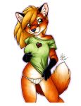 &lt;3 2019 anthro black_fur canid canine clothed clothing female fox fur green_eyes mammal michele_light panties red_fox red_fur simple_background solo underwear white_background white_fur 
