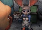  alley anthro bodily_fluids breasts bukkake canid canine canis chastity_cage chastity_device clothing cum disney domestic_dog dumpster freya_manibrandr genital_fluids hopps judy_hopps lagomorph leporid mammal nipples nude panties penis rabbit swebi underwear zootopia 