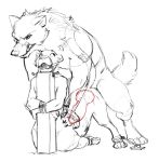  2018 anal anal_penetration animal_genitalia animal_penis anthro anthro_on_taur arms_tied bdsm big_penis bound canid canine canine_penis canis duo felid felid_taur from_behind_position fur gag hi_res internal interspecies knotting looking_back male male/male mammal mammal_taur monochrome nude open_mouth pantherine pantherine_taur penetration penis raised_tail ring_gag sex simple_background size_difference sketch spread_legs spreading taur white_background wolf zaush 