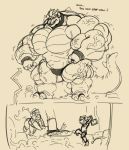  abs biceps big_muscles bowser clothing goopomancer growth hi_res horn hyper hyper_muscles koopa line_art macro male mario_bros muscle_growth muscular muscular_male nintendo pecs scale scalie thong transformation veiny_muscles video_games 