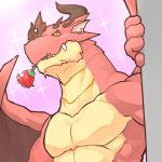  1:1 anthro blush dragon ear_piercing ear_ring fangs flower flower_in_mouth hi_res horn kemono lates looking_at_viewer male piercing plant rose_(flower) rose_in_mouth scalie solo thorn wings 
