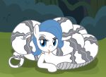  badumsquish blue_eyes derpibooru equid equine eyebrows fan_character female forest forked_tongue hi_res horse lamia mammal meta my_little_pony outside pony raised_eyebrow reptile scalie snake solo theme_(oc) tongue tree 