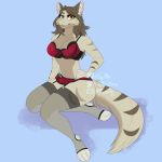  1:1 2019 4_toes 5_fingers absurd_res anthro blvejay breasts clothed clothing detailed digital_media_(artwork) felid feline female fingers hair hi_res hybrid lingerie long_hair looking_at_viewer lutrine mammal mustelid pinup pose sitting smile solo toes 