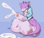  2019 anthro balls big_penis bodily_fluids braith_(rifykoh) cock_vore cum death digestion dragon fur furred_dragon genital_fluids hi_res huge_penis hyper hyper_penis male male_pred masturbation penile penis pink_fur rifykoh uncut vore 