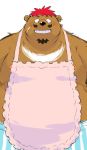  2019 anthro apron belly blush brown_fur clothing fur male mammal moobs nipples overweight overweight_male sessa simple_background solo underwear ursid white_background 