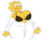  alphys anthro belly big_breasts blush bra breasts clothing eyelashes female huge_thighs lab_coat open_mouth reptile scalie solo super_retroredo surprise thick_thighs tight_bra tight_clothing tight_underwear undertale underwear video_games voluptuous wardrobe_malfunction wide_hips 