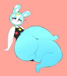  animal_crossing anthro blush breasts bulumble-bee clothed clothing female francine_(animal_crossing) hair half-closed_eyes huge_thighs hyper hyper_thighs lagomorph leporid mammal nintendo rabbit simple_background smile solo thick_thighs video_games wide_hips 