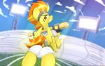  2019 absurd_res anthro bottomwear breasts cleavage clothed clothing cutie_mark equid equine female friendship_is_magic grin hi_res mammal my_little_pony n0nnny pterippus shorts smile solo spitfire_(mlp) wings wonderbolts_(mlp) 