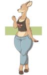  anthro better_version_at_source cervid clothed clothing female green_eyes hi_res mammal skimpy slightlysimian smile solo walking wide_hips 