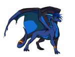  2017 blue_hair claws dragon feral green_eyes hair horn membrane_(anatomy) membranous_wings scalie simple_background skaydie smile solo western_dragon white_background wings 