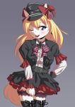  2019 absurd_res anthro aryanne aryanne_(character) blonde_hair blue_eyes blush boots bow clothing dress equid equine fan_character fangs female footwear goth hair hat headgear headwear hi_res horse lolita_(fashion) mammal my_little_pony pony solo 