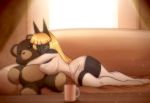  2019 anikka anthro breasts canid canine canis clothed clothing coffee_cup eyes_closed female fully_clothed inside jackal mammal ooo-belise-ooo sleeping sofa solo table teddy_bear window 