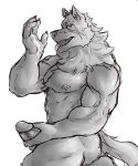  absurd_res after_sex anthro bodily_fluids canid canine canis cum erection genital_fluids ghangaji hi_res humanoid_penis kemono male mammal muscular muscular_male nipples nude open_mouth penis sketch solo wolf 