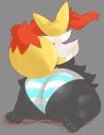  ambiguous_gender anthro big_butt biped black_fur braixen butt canid canine clothing digital_media_(artwork) dipstick_tail fluffy fluffy_tail fur grey_background hi_res huge_butt inner_ear_fluff mammal multicolored_fur multicolored_tail nintendo panties pok&eacute;mon pok&eacute;mon_(species) rear_view red_fur red_tail simple_background solo thick_thighs two_tone_tail underwear vammzu video_games white_fur yellow_ears yellow_fur yellow_tail 