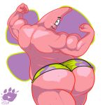  1:1 2019 anthro asteriid asterozoan butt clothed clothing echinoderm looking_at_viewer male marine muscular muscular_male navel nickelodeon patrick_star pecs pink_sea_star piquethechimera pisaster rear_view solo spongebob_squarepants starfish thong 