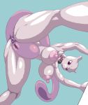  2017 anthro anus areola bell_collar big_breasts breasts butt collar female legendary_pok&eacute;mon mewtwo mykiio nintendo nipples pixelated pok&eacute;mon pok&eacute;mon_(species) puffy_anus puffy_nipples purple_eyes pussy simple_background solo video_games 