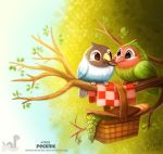  avian basket bird bread cryptid-creations duo food fruit grapes plant seed tree 