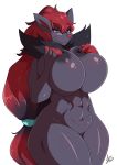  2019 abs absurd_res anthro areola big_breasts breast_squish breasts curvaceous eyewear featureless_crotch female glasses hi_res huge_breasts looking_at_viewer mrsakai muscular muscular_female nintendo nipples nude pok&eacute;mon pok&eacute;mon_(species) smile solo squish standing thick_thighs video_games wide_hips zoroark 