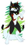  2018 5_fingers anthro black_fur black_hair citrinelle clothed clothing digital_media_(artwork) felid feline fingers fur green_eyes green_sclera hair hi_res mammal simple_background solo standing white_fur 