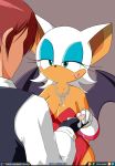  2019 absurd_res anthro breasts clothing digital_media_(artwork) duo female green_eyes hair hi_res human male male/female mammal rouge_the_bat smile sonic_(series) tagme urielmanx7 
