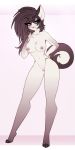  anthro breasts chococosalo featureless_crotch felid feline female mammal nipples nude simple_background smile solo standing wide_hips 