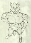  abs absurd_res boots canid canine canis clothing crazy_company footwear hi_res humanoid_penis male mammal muscular nude penis pose simple_background sketch smile solo wolf 