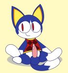  animal_crossing balls bodily_fluids bottomless cat-twink clothed clothing cum cum_on_penis domestic_cat felid feline felis genital_fluids male mammal nintendo penis rover_(animal_crossing) simple_background solo spread_legs spreading tapering_penis video_games 