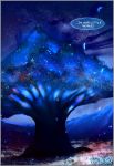 2017 bioluminescence blue_theme border comic crescent_moon detailed_background digital_media_(artwork) english_text glowing hi_res moon night outside petals skaydie sky speech_bubble star starry_sky text tree white_border zero_pictured 