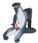  2016 animal_genitalia animal_penis anixis anthro athletic aurelius beckoning captain cetacean cetacean_penis clothing coat conditional_dnp delphinoid erection gesture hat_only headgear headwear hi_res looking_at_viewer male mammal marine mostly_nude oceanic_dolphin penis portrait simple_background sitting solo striped_dolphin three-quarter_portrait toothed_whale white_background 
