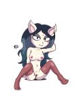  anthro breasts cartoon_hangover claire_(the_summoning) clothing domestic_cat felid feline felis female fur hair hi_res kcn legwear long_hair looking_at_viewer mammal nipples presenting pussy simple_background solo spread_legs spreading the_summoning thigh_highs 