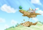  cloud cloudy_sky commentary day dirt_road floating_island hill itommy light_rays no_humans outdoors parody planetarium precure road sky star_color_pen star_twinkle_precure suite_precure sunbeam sunlight tree umbrella 