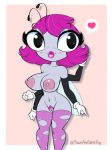  antennae_(anatomy) anthro arthropod big_breasts breasts clothing digital_media_(artwork) female fly freckles gloves hair handwear insect insect_wings lipstick maggie_pesky makeup multi_arm multi_limb non-mammal_breasts pink_hair smile solo the_buzz_on_maggie theyands wide_hips wings 