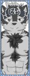  2018 barazoku canine clothed clothing digital_media_(artwork) gray_scale headband horkeukamui male mammal muscular raveneevee smile tokyo_afterschool_summoners topless wolf 