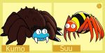  ambiguous_gender arachnid arthropod ash-sketch black_skin blue_skin brown_skin fangs kumo_(mario) mario_bros nintendo orange_skin spider striped_skin stripes suu_(mario) video_games yellow_skin 