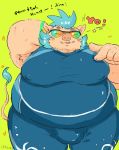  2019 anthro belly bulge buta5kawa eyes_closed eyewear gouryou hamuga86 hi_res humanoid_hands japanese_text male mammal moobs overweight overweight_male simple_background solo suid suina sunglasses sus_(pig) text tokyo_afterschool_summoners video_games wetsuit wild_boar 