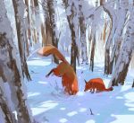  2018 ambiguous_gender canid canine day duo feral fluffy fluffy_tail fox fur mammal orange_fur outside snatti89 snow 