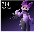  anthro anthrofied black_fur breasts cheek_tuft chest_tuft chiropteran digital_media_(artwork) featureless_breasts featureless_crotch female fur hi_res inget mammal navel nintendo noibat nude orange_eyes pok&eacute;mon pok&eacute;mon_(species) pok&eacute;morph purple_fur simple_background smile solo tuft video_games wings 