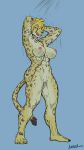  abs anthro athletic breasts felid feline female greasymojo hands_behind_head hi_res leopard looking_at_viewer mammal muscular muscular_female nipples nude pantherine pussy scar shevah_gunner shower solo standing tongue tongue_out 