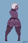  anthro big_butt bovid butt caprine collar eyewear female garter_straps glasses greasymojo hi_res mammal sheep simple_background solo thick_thighs wide_hips 