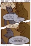  2018 2019 absurd_res anthro brown_fur canid canine canis comic digital_media_(artwork) english_text fur hi_res lirkov male mammal open_mouth text ursid ursine wolf 